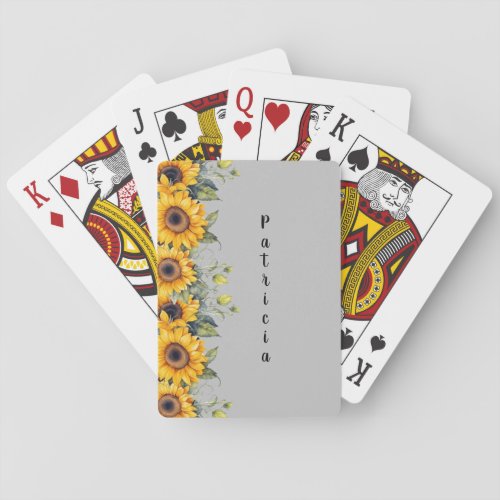 Custom Script Name Sunflowers Yellow Orange Poker Cards