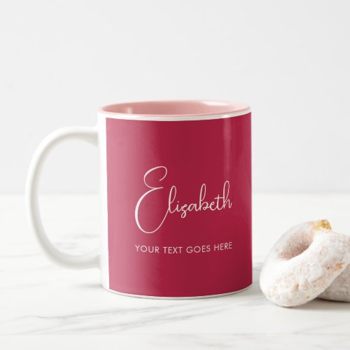 Custom Script Name Text Trend Color Viva Magenta Two_Tone Coffee Mug