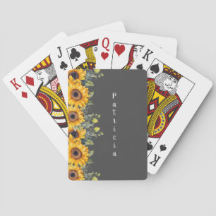 Custom Script Name Trendy Sunflowers Yellow Poker Cards