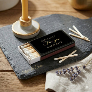 Custom Script Personal Text Modern Metallic Gold Matchboxes