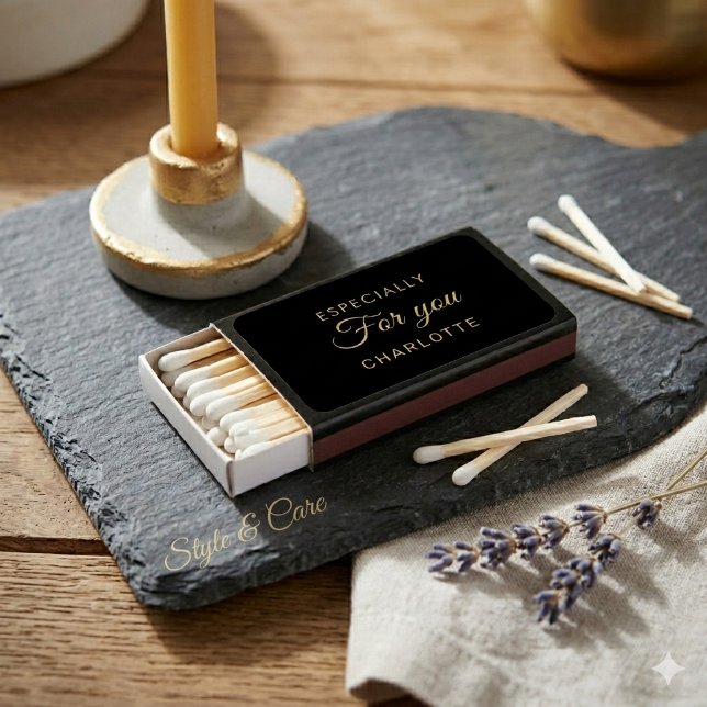 Custom Script Personal Text Modern Metallic Gold Matchboxes (Custom Script Personal Text Modern Metallic Gold Matchboxes)