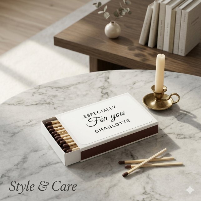 Custom Script Personal Text Modern White Matchboxes (Custom Script Personal Text Modern White Matchboxes)