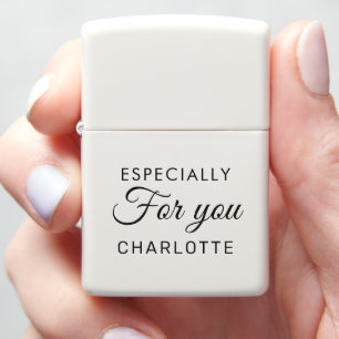 Custom Script Personal Text Modern White Zippo Lighter