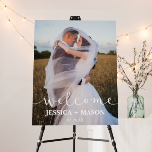 Custom Script Photo Wedding Welcome Sign