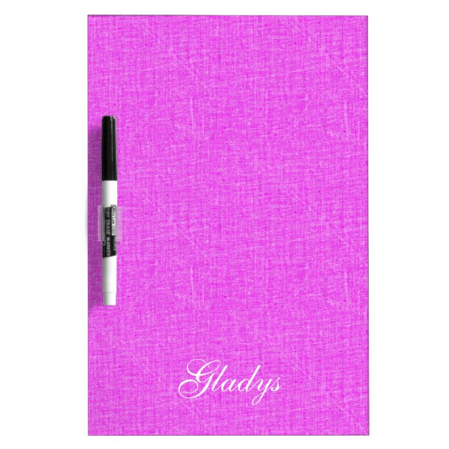 Custom script pink fabric textured  dry erase board (Front)