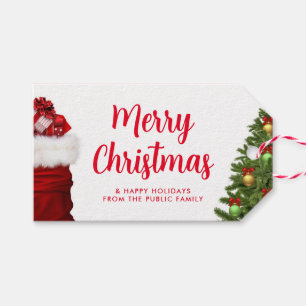 Custom Script Red Green Merry Christmas Holiday Gift Tags