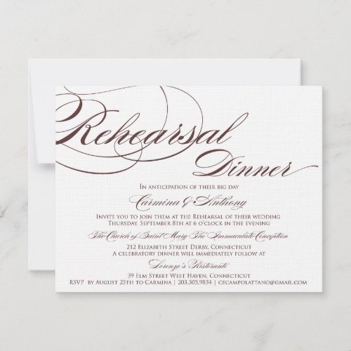 Custom Script Rehearsal Dinner Invitation 4F1819