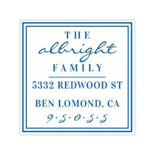 Custom Script Square Family Name Return Address Self-inking Stamp