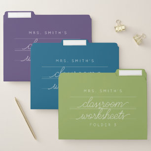 Custom Script Teacher Classroom File Folders