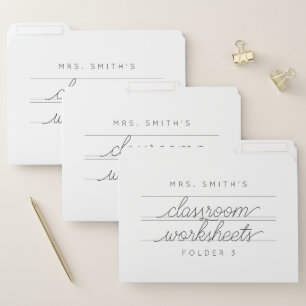 Custom Script Teacher Classroom File Folders
