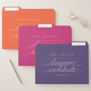 Custom Script Teacher Classroom File Folders