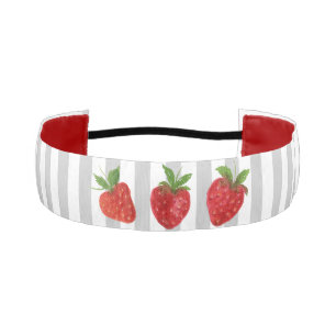 Custom script text at the sides Strawberries Blue Athletic Headband