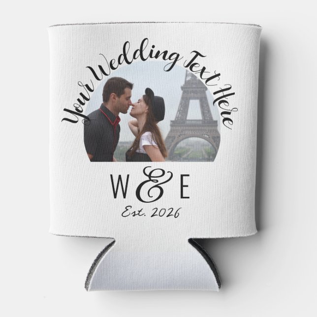 Custom Script Text Can Cooler Wedding Favor (Front)