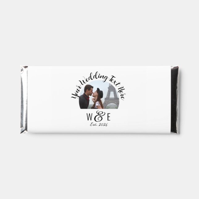 Custom Script Text Chocolate Bars Wedding Favors (Front)