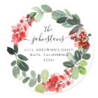 Custom Script Text Holiday Wreath Return Address