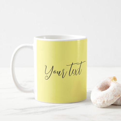 Custom Script Text or Name Modern Light Yellow Coffee Mug