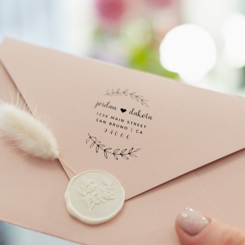 Custom Script Wedding Couple Return Address Rubber Stamp
