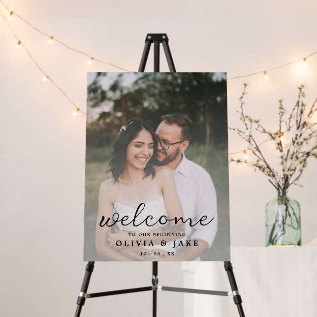 Custom Script Wedding Welcome Sign  (In Situ (Stand))