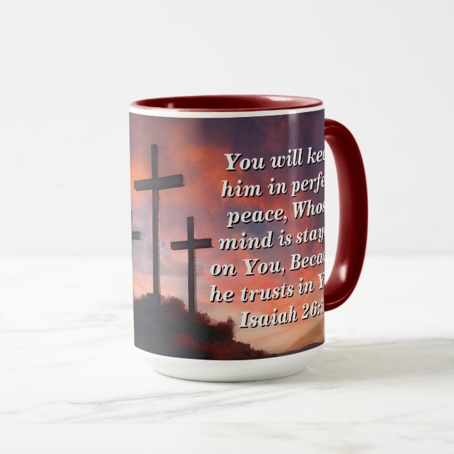 Custom Scripture Faith Coffee Mug Isaiah 26:3 (Front Right)