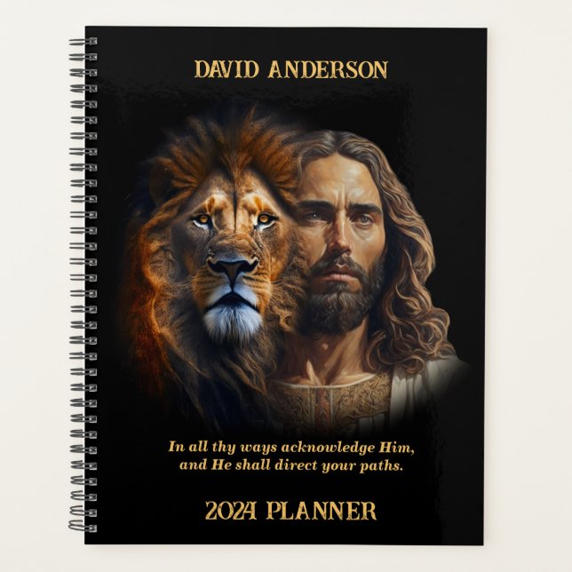 Custom Scripture Faith Planner Jesus Lion Of Judah (Front)