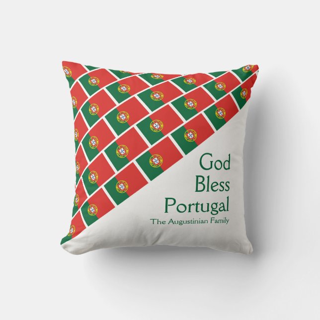 Custom Scripture GOD BLESS PORTUGAL Throw Pillow (Front)