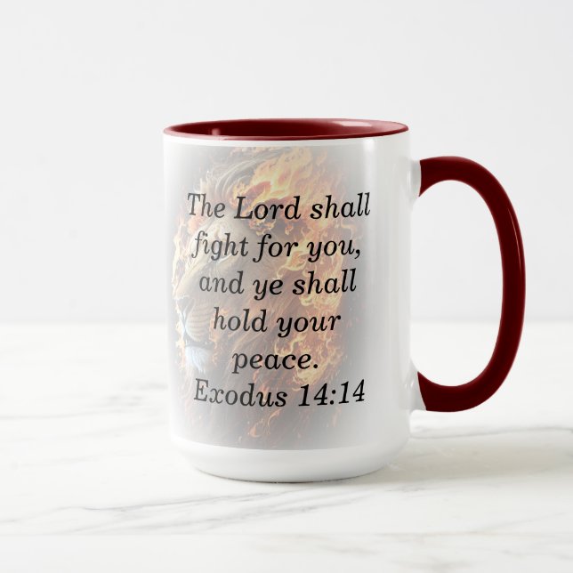 Custom Scripture Lion Background Coffee Mug (Right)