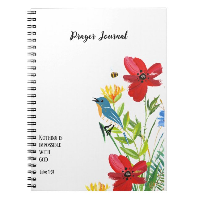 CUSTOM Scripture verse Luke 1:37 - Prayer Journal (Front)