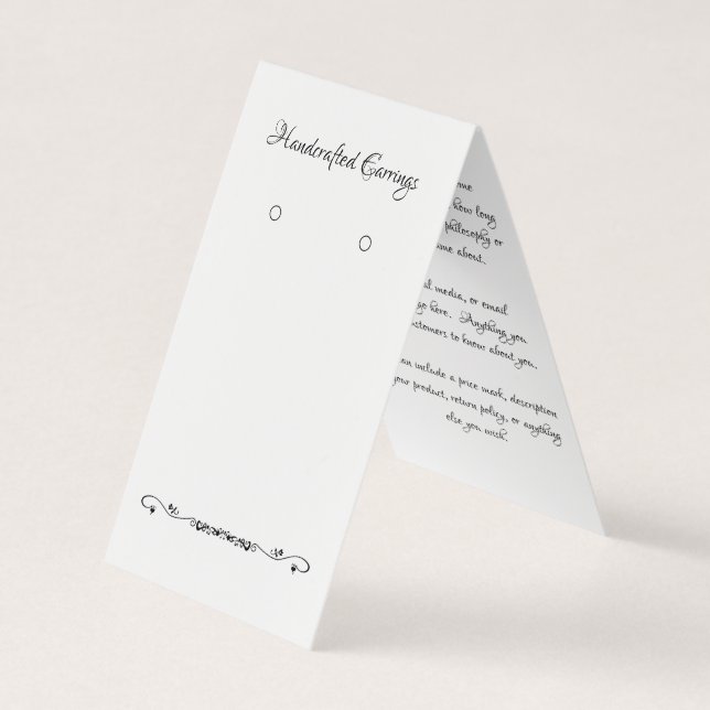 Custom Scroll Self-Standing Earring Display Card (Front)
