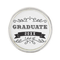 Custom Scroll Typography Graduate Seal Lapel Pin