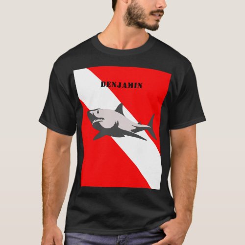 Custom Scuba Diving Flag and Shark T_Shirt