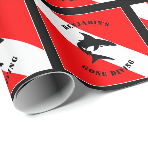 Custom Scuba Diving Flag and Shark Wrapping Paper