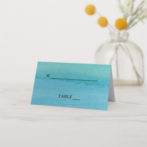 Custom sea green watercolor wedding place cards