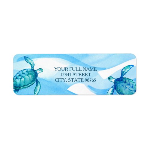 Custom Sea Turtle Address Labels  Blue  Green