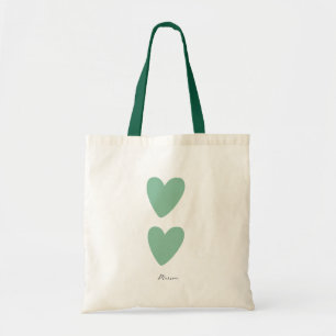 Custom Seafoam Green Heart Tote Bag