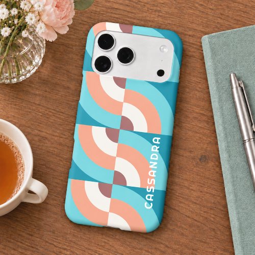 Custom Seafoam Green Mauve Taupe Retro Mod Pattern Iphone 18 Pro Max Case