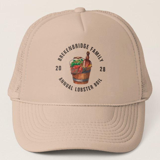 Custom Seafood Boil Annual Get Together Party Trucker Hat (Front)