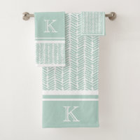 Custom Seaglass Mint Green White Zigzag Stripes