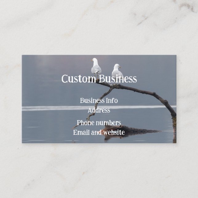 Custom  Seagull Birds Water Lake Wildlife Nature Business Card (Front)