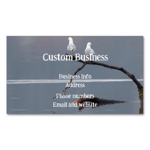 Custom  Seagull Birds Water Lake Wildlife Nature Business Card Magnet