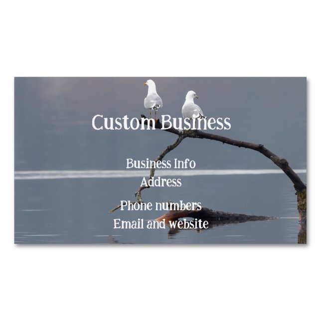Custom  Seagull Birds Water Lake Wildlife Nature Business Card Magnet (Front)