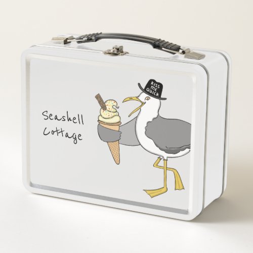 Custom Seagull Illustration Holiday HotelRental Metal Lunch Box