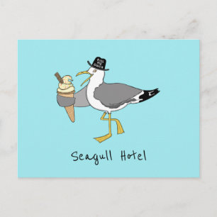 Custom Seagull Illustration Holiday Hotel/Rental Postcard