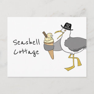 Custom Seagull Illustration Holiday Hotel/Rental Postcard