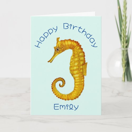 Custom Seahorse Happy Birthday Card