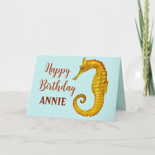 Custom Seahorse Happy Birthday Card