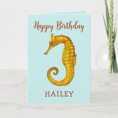 Custom Seahorse Happy Birthday Card