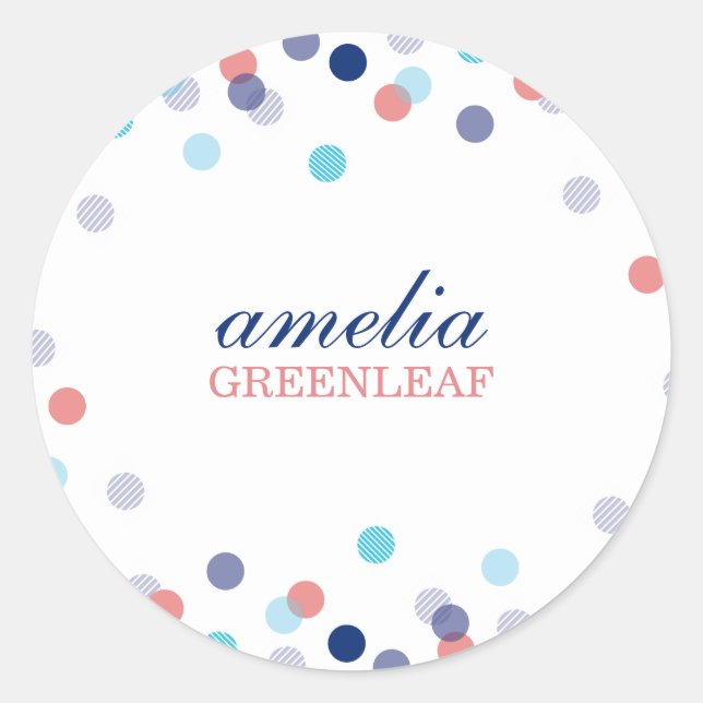 CUSTOM SEAL cute confetti dot pattern coral blue (Front)