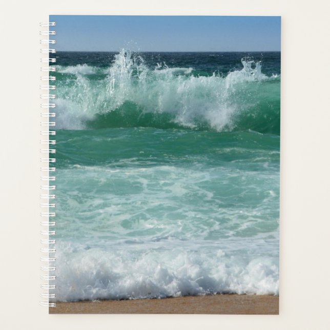 Custom Seascape Beach Seaside Sea Waves Template Planner (Front)