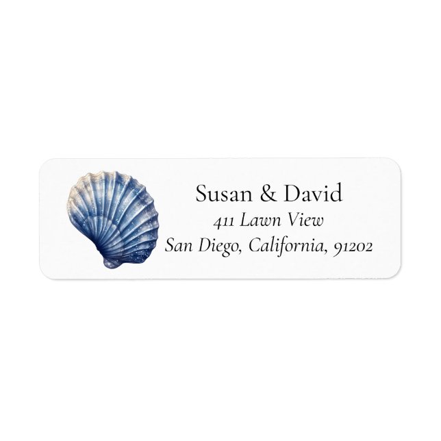 Custom Seashell Coastal Beach Label (Front)