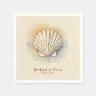 Custom Seashell Nautical Beach Wedding Gold Napkins
